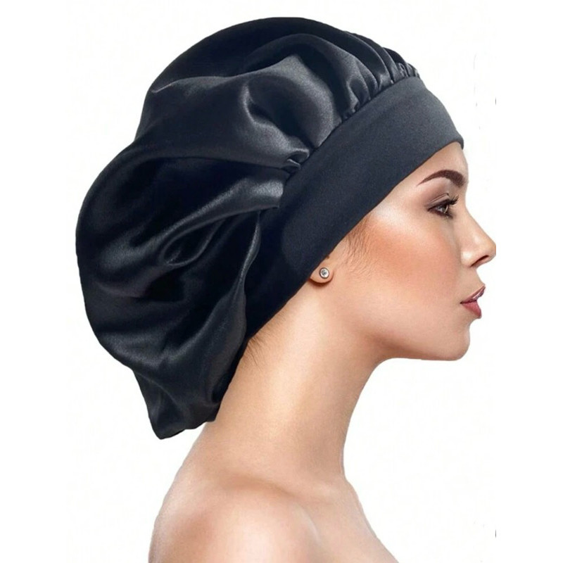 Touca de Cetim Com Faixa Larga Cabelos Lisos e Cacheados em Oferta na Shopee