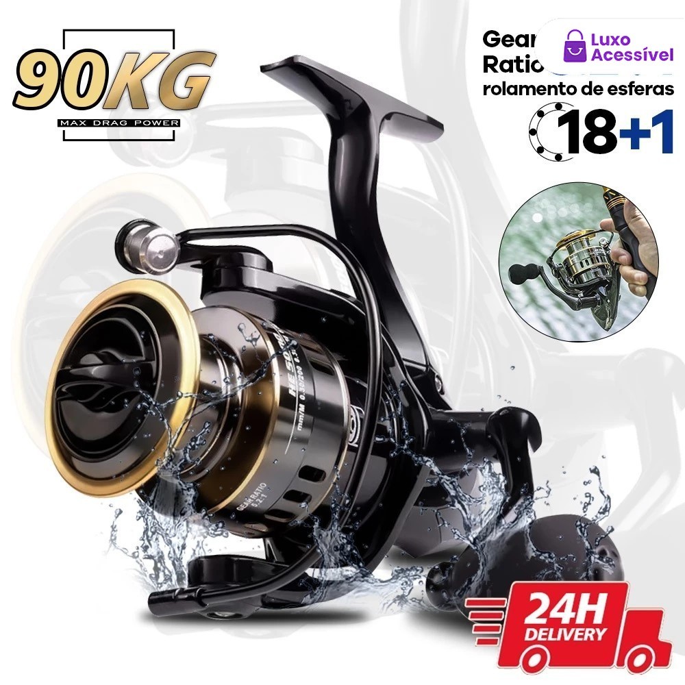 Carretilha Moinho de Pesca HE 1000-7000 Metal EVA 10kg Máximo Água Salada Oceano Carretel Metálico