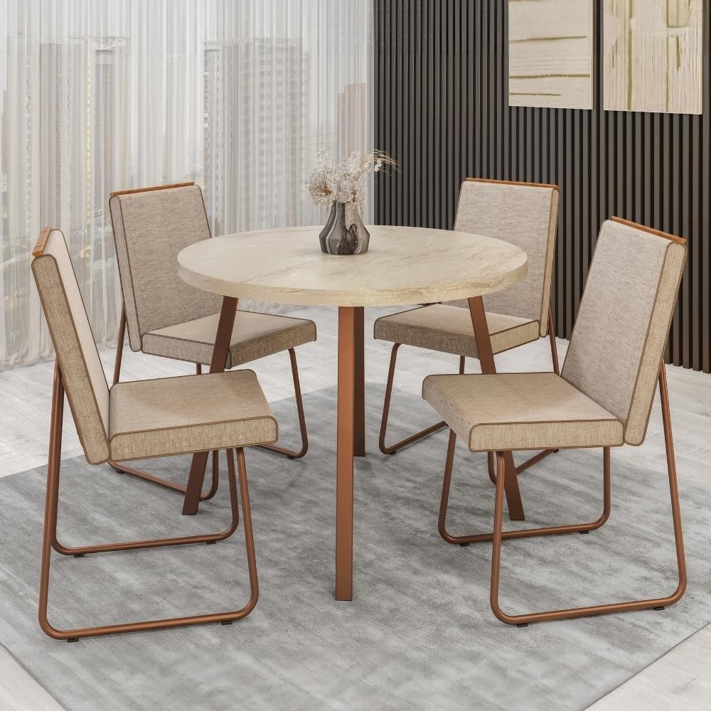 Conjunto Sala de Jantar 4 Cadeiras Piemonte Carraro Petra e Rosê em Oferta na Shopee
