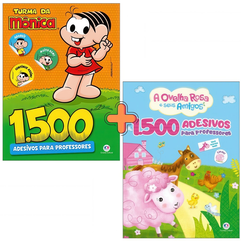 Kit 3000 Adesivos para Professores - Turma da Mônica + A Ovelha Rosa e Seus Amigos Ciranda Cultural em Oferta na Shopee
