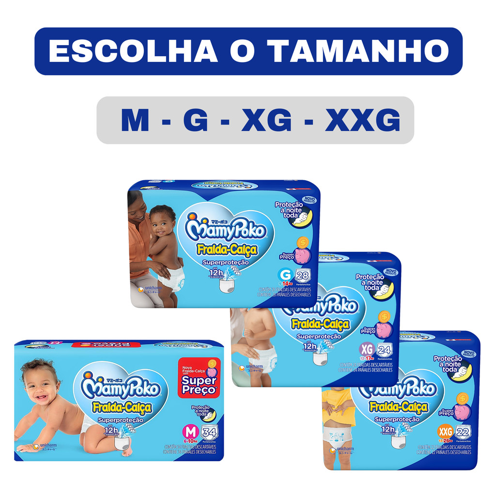 Fralda Calça Descartável MamyPoko Superproteção M G XG XXG