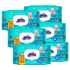 Kit 6 und Toalha Umedecida Estrelinhas 120 Folhas