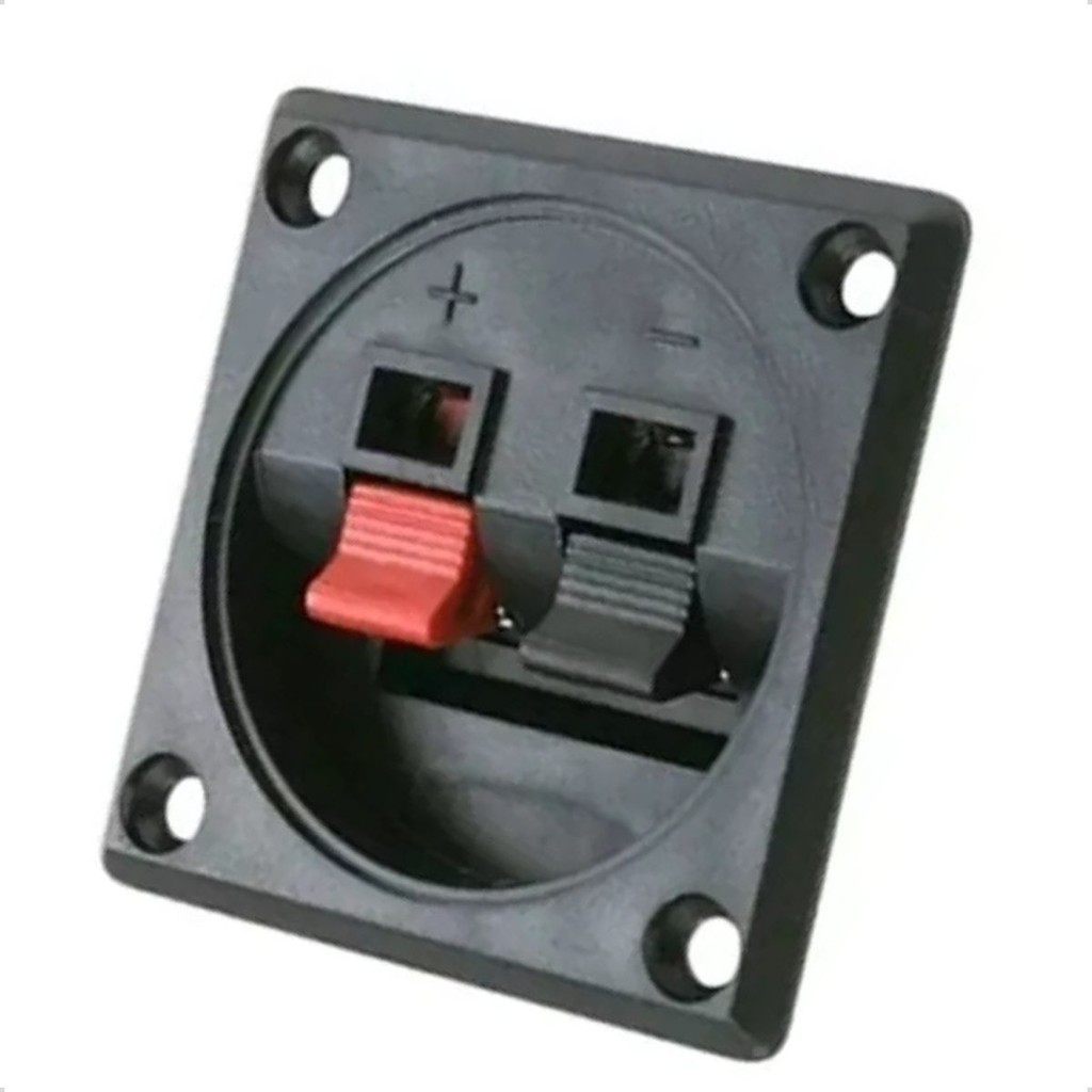 Borne Quadrado Preto Conector Universal para Caixa de Som Áudio, Terminal Durável e Fácil Instalação 2 Vias