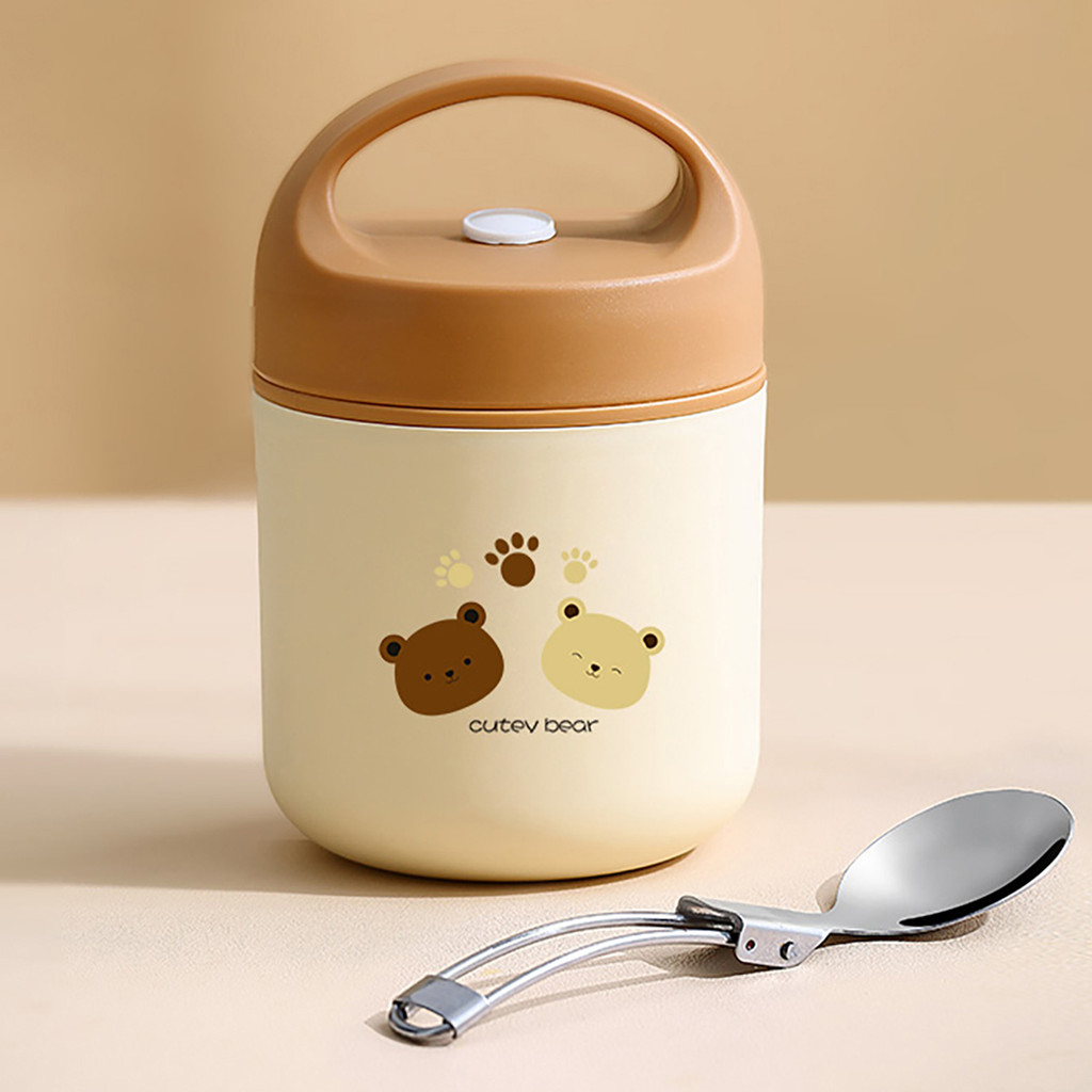 460ML Marmita Lancheira Térmica Pote 304 Aço Inoxidável Com a Colher Para Crianças Forro Para Sopas Caldos P1002-KIT