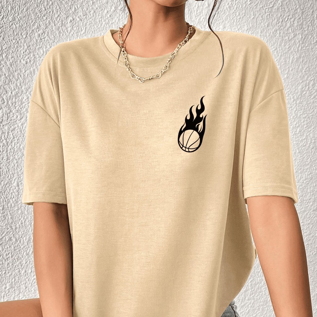 Camiseta Feminina Basquete Academia Estampada Streetwear Estilo de Rua Treino Oversized Várias Cores