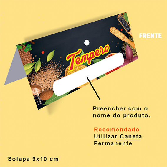 Detalhes do Solapa Temperos 9x10 cm  - 50 unidades - Pronta Entrega