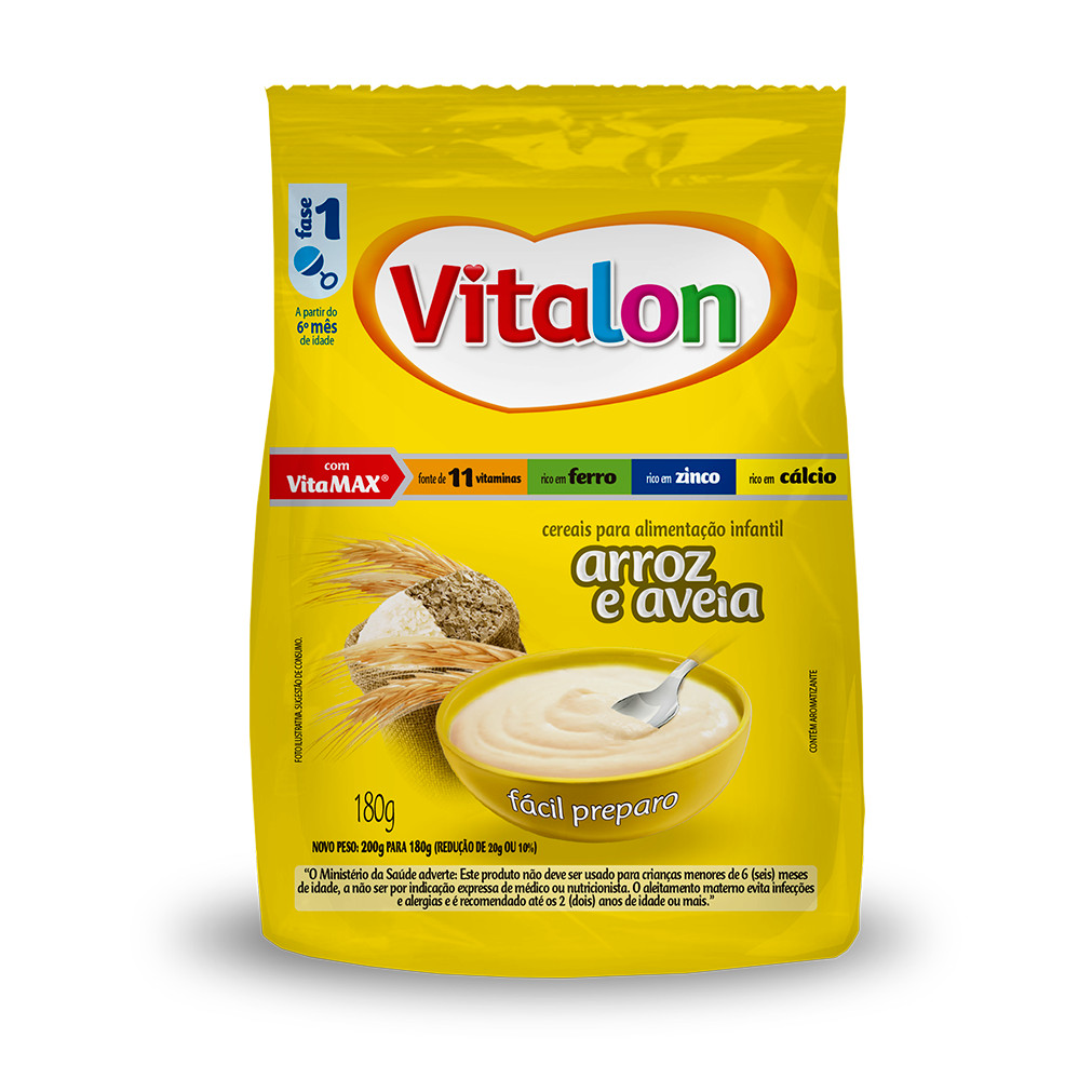 Mingau de Arroz e Aveia Vitalon - Sachê 180g - Mom & Baby