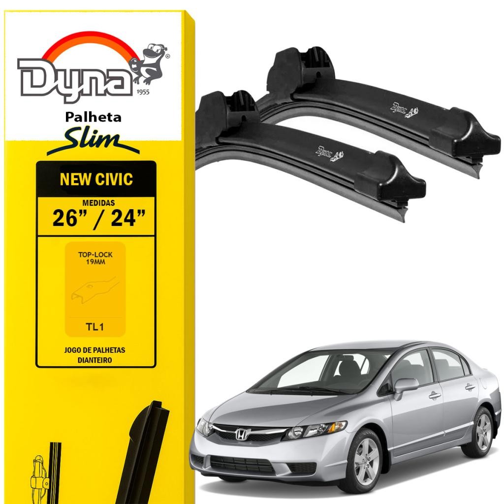 Kit palheta parabrisa dianteiro Civic 2006 a 2011 Original Dyna Funcionamento Silencioso