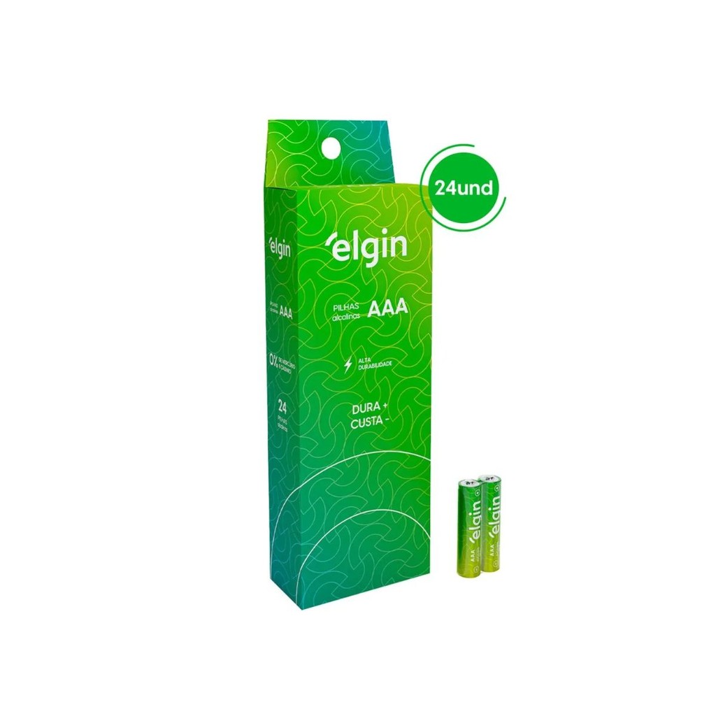 Kit Pilha Alcalina AAA Palito Tubo com 24 Unidades Elgin em Oferta na Shopee