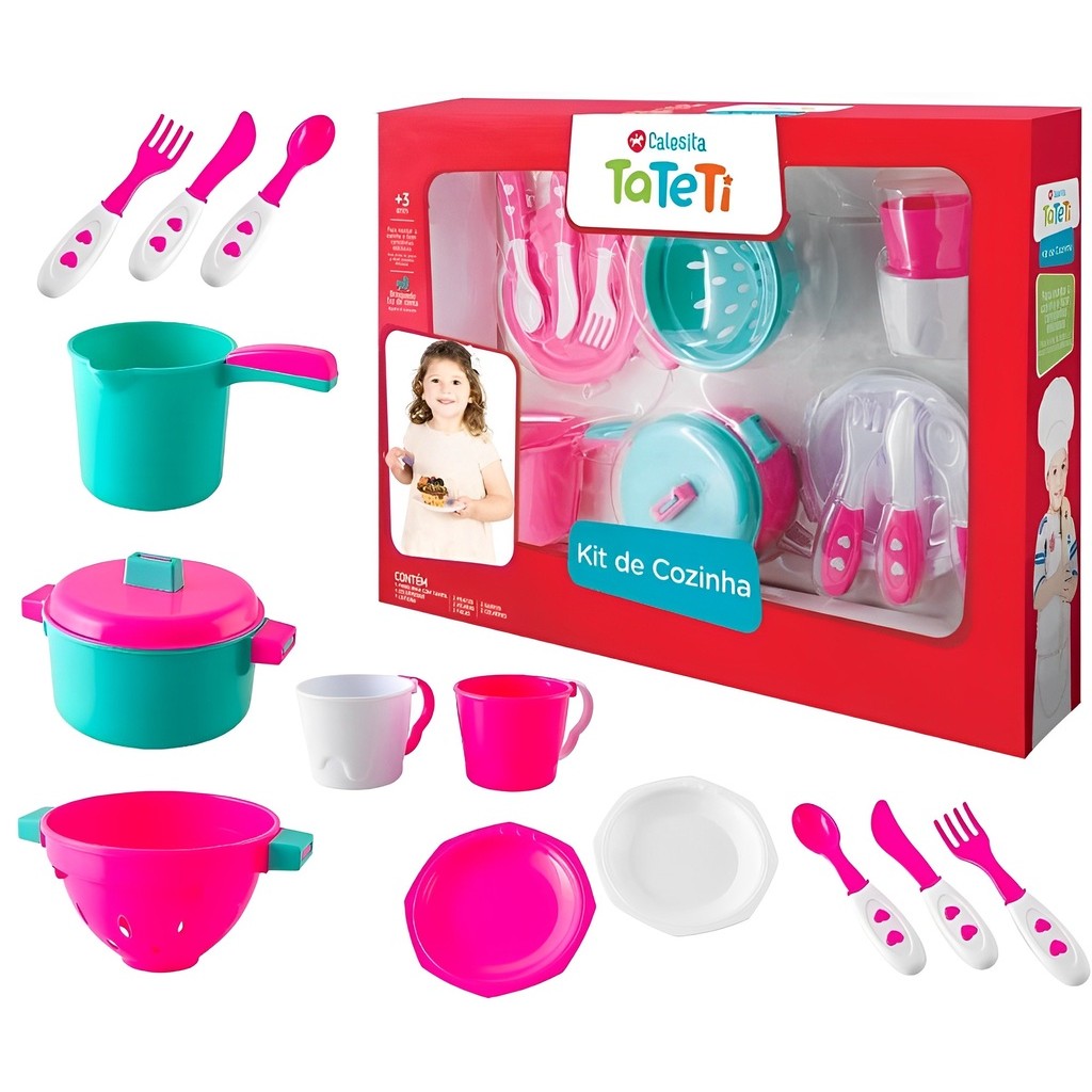 Jogo De Panelinhas Infantil Masterchef Kit Cozinha com Acessórios 13 Peças - Calesita