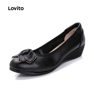 (Trendy) Lovito Elegante couro macio liso água sapatos de mãe sapatilhas de balé para mulheres LFA76317 em Oferta na Shopee