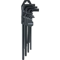 Jogo de Chave Hexalobular Torx Longa T10 A T50 9 Pecas VONDER