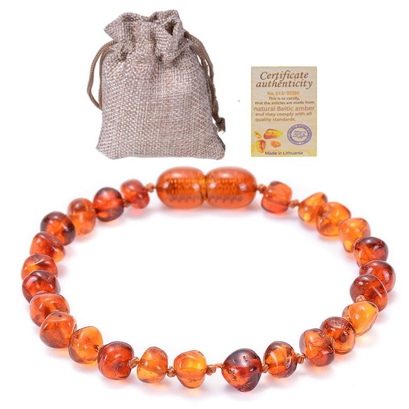 Pulseira de Âmbar / Pulseira de Âmbar Infantil de 15cm / Colar de Âmbar Original para Bebê