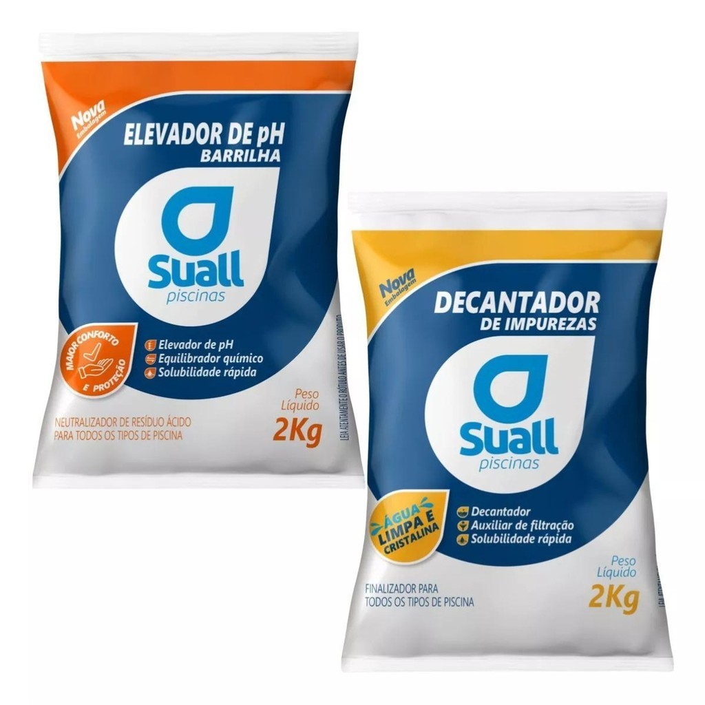 Kit Barrilha Elevador Ph Sulfato Alumínio Decantador 2kg em Oferta na Shopee