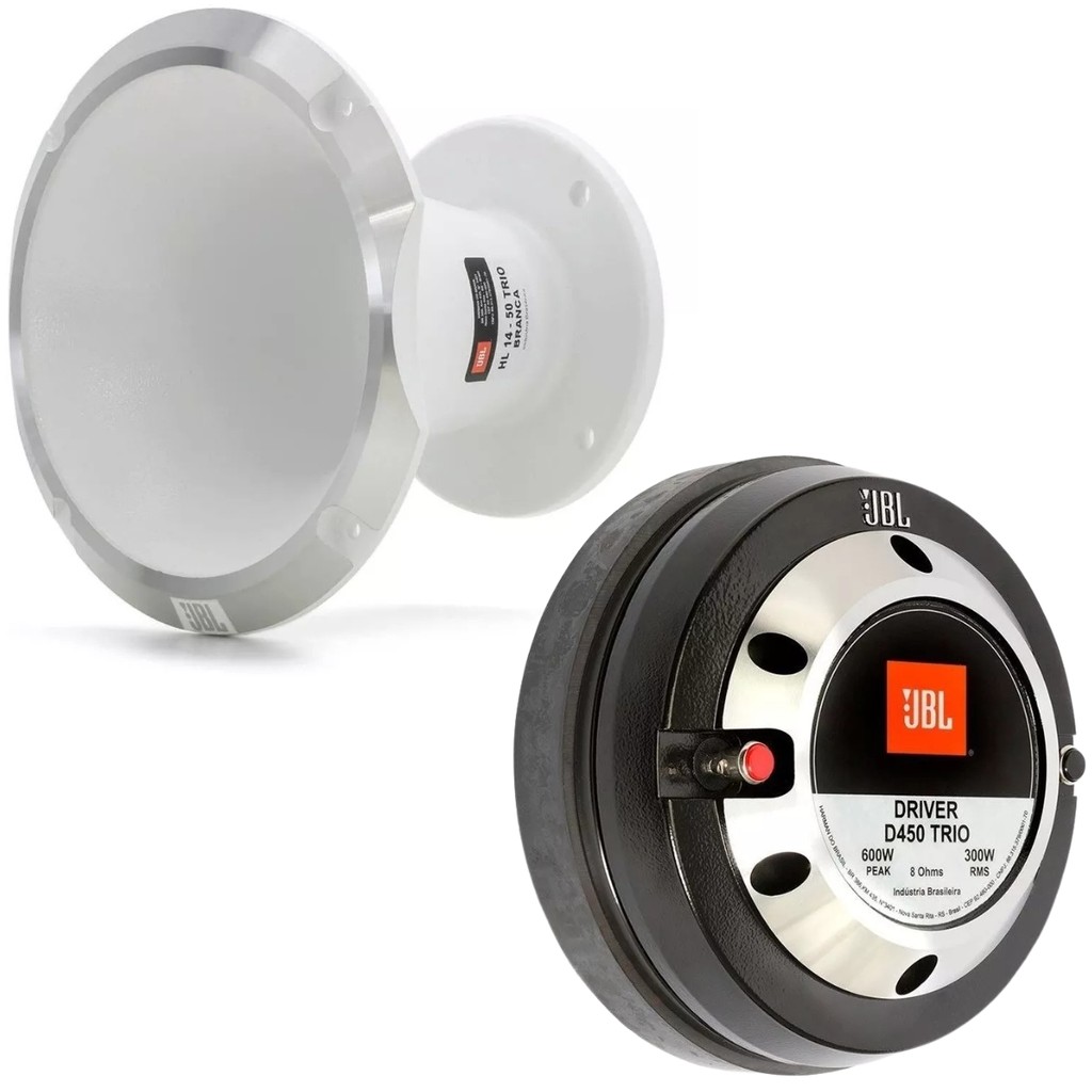 Kit Driver Jbl D450 Trio 300w Rms + Corneta Branca Alumínio - Automobiles