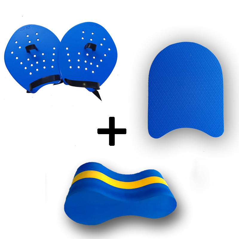 Kit Palmar + Prancha G + Flutuador Para Treino de Natação Profissional