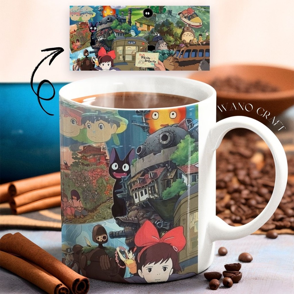 Caneca Filmes Studio Ghibli Chihiro Castelo Animado Kiki Totoro Ponyo Estudio Gibli Anime Otaku Cafe em Oferta na Shopee