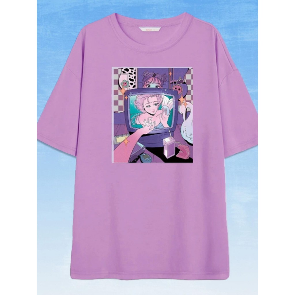 Camiseta Streetwear Life Style Estilosa Masculina Estampada Anime Angel TV Blusa Oversized Unissex