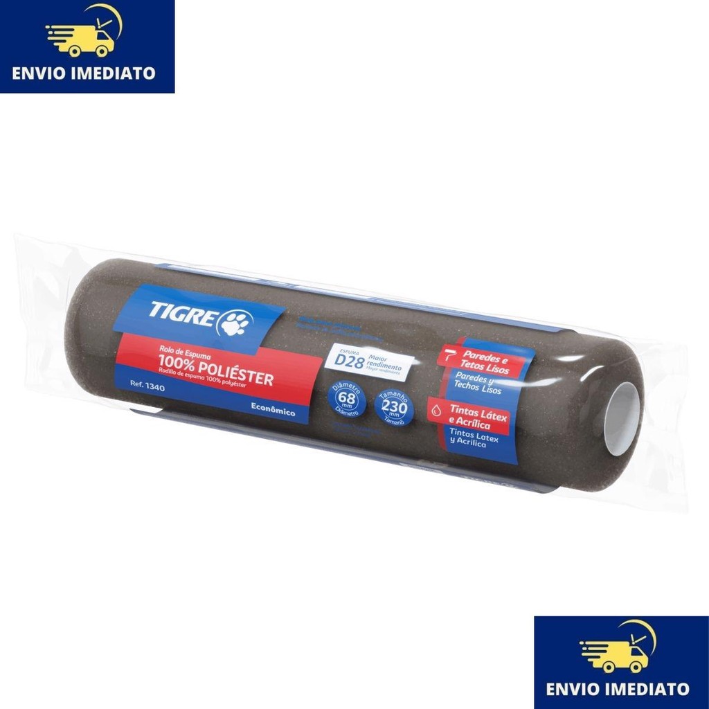 Rolo de Espuma Cinza 1340 - Aplicação em tintas, esmaltes e vernizes – Tigre
