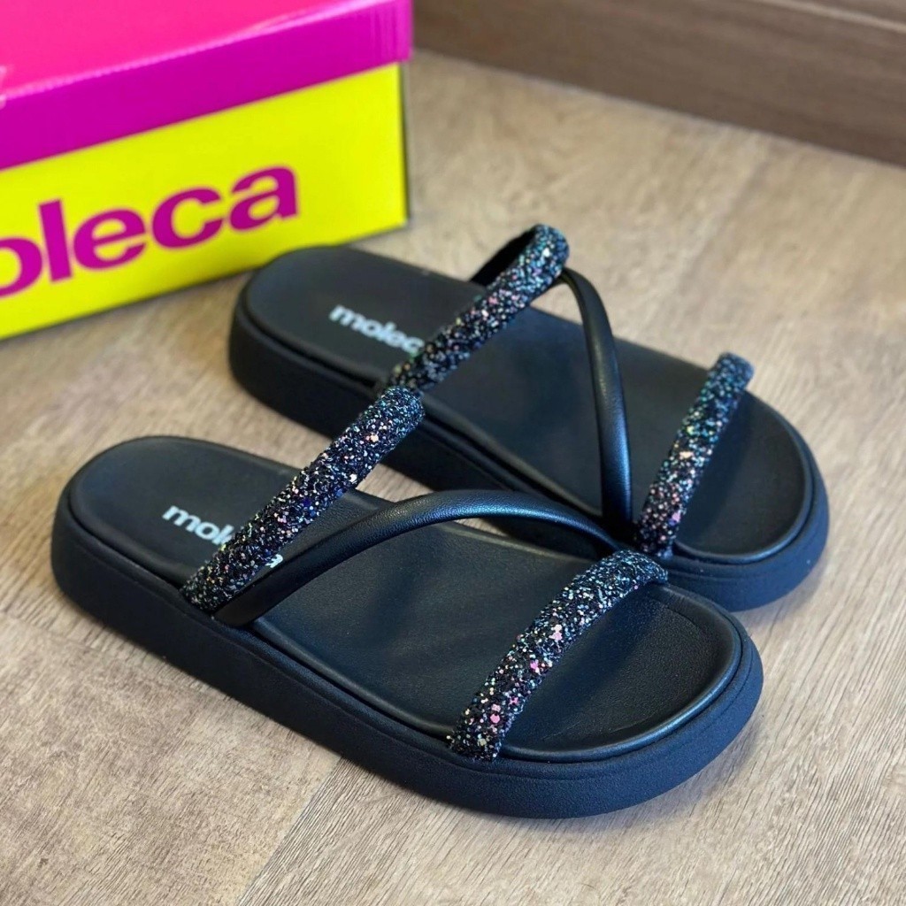Sandália Papete Birken Brilho Blogueira 2025 ,2025 em Oferta na Shopee