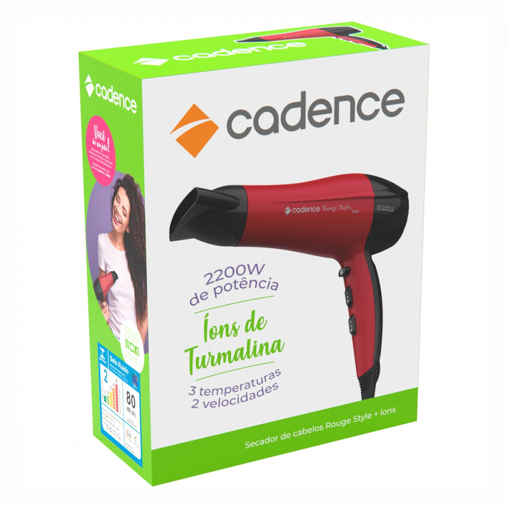 Secador de Cabelo Rouge Style II 220v Vermelho e Preto Cadence — imagem 2 de 2