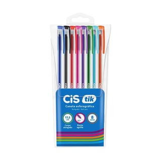 Canetas Esferográficas CIS TIK 0.7mm - 8 Cores Sortidas em Oferta na Shopee