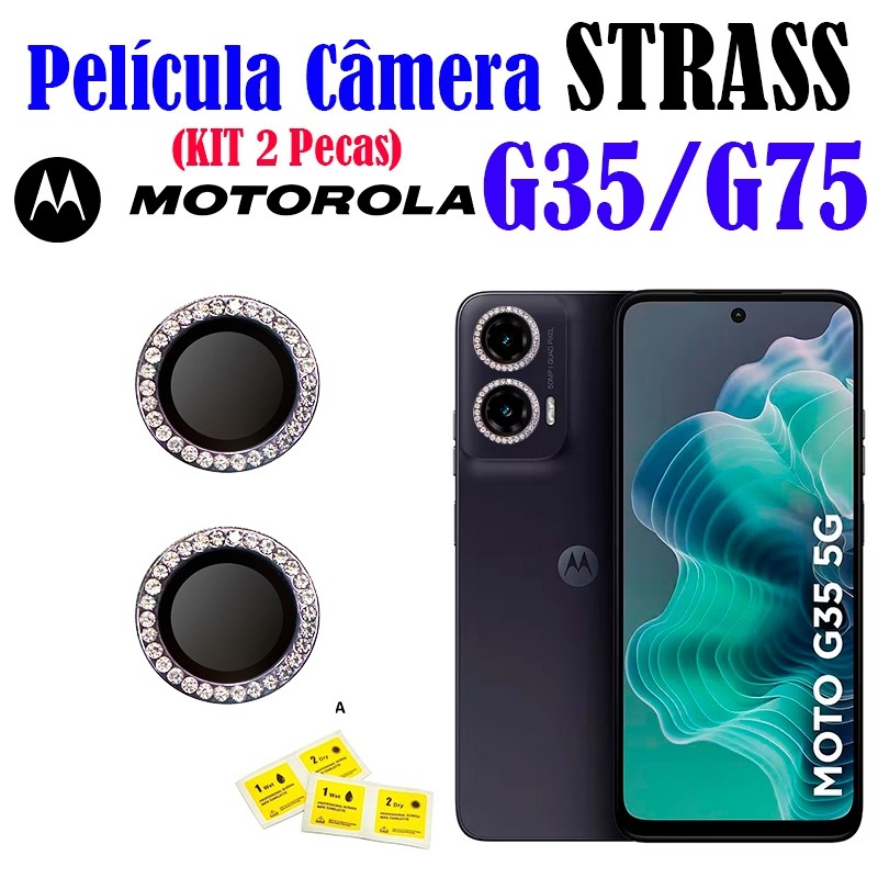 Kit (2*Pecas) Películas de Câmera Diamonte G35/G75 Motorola Protetor Da Lente Colorido Strass