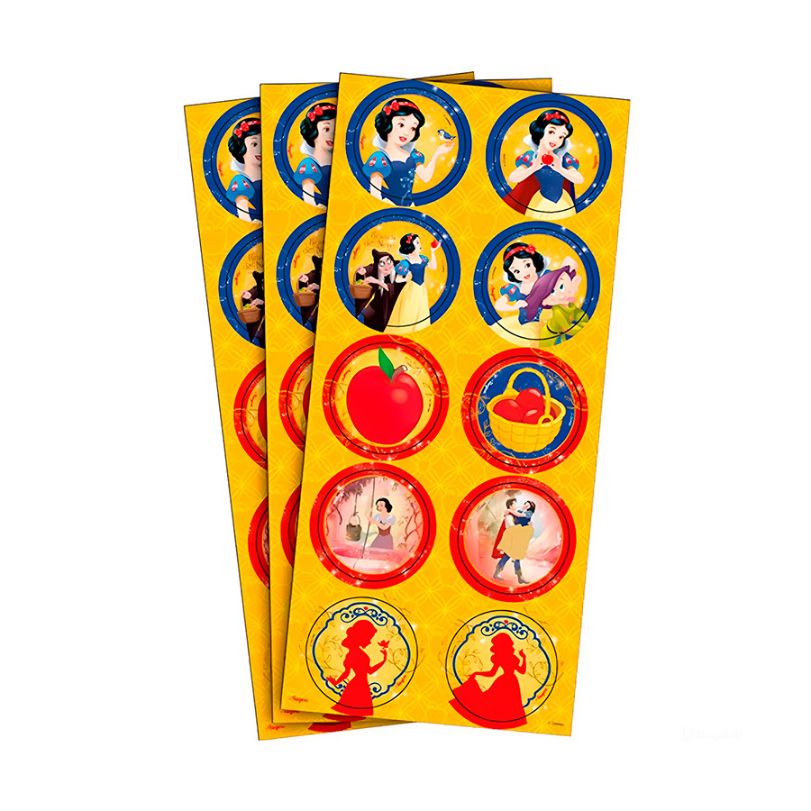Adesivo Redondo - Branca de Neve Clássica - 30 unidades - Regina - Rizzo em Oferta na Shopee
