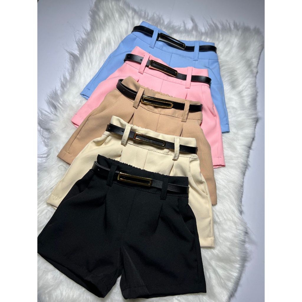 Short Alfaiataria infantil Menina Acompanha cinto Feminino Fashion Bloguerinha Passeio Festa Dia a Dia em Oferta na Shopee
