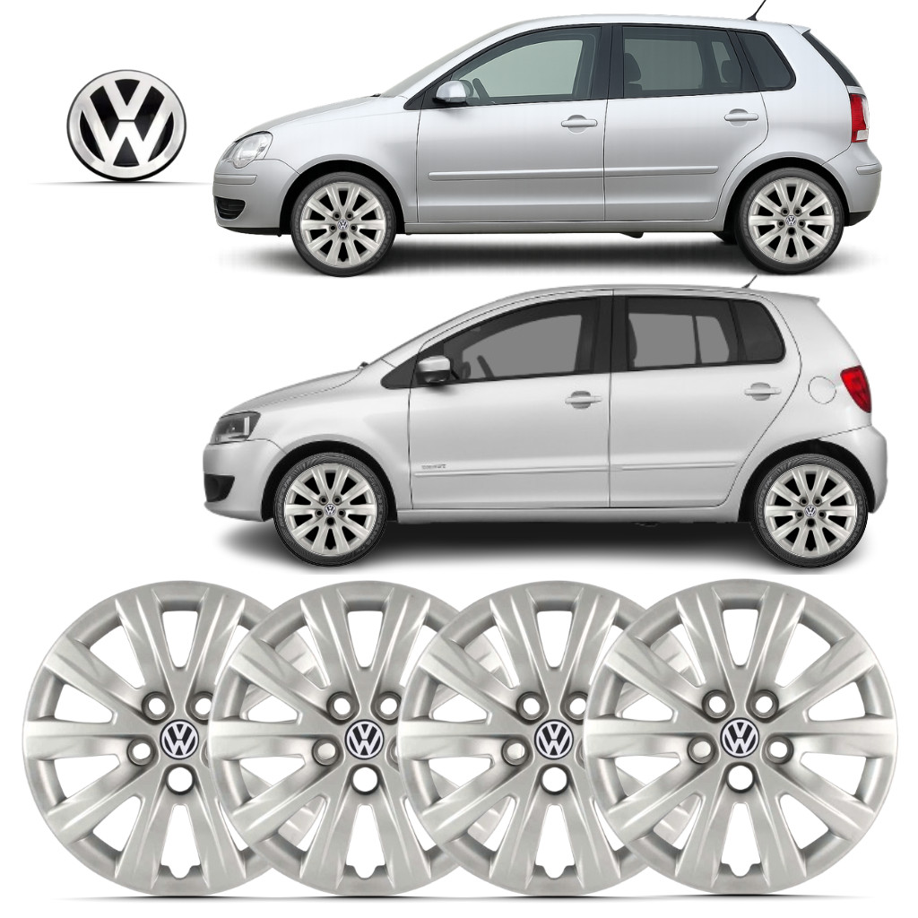 Kit 4 Calota Aro 15 Fox SpaceFox Polo 2012 2013 Com Emblema em Oferta na Shopee