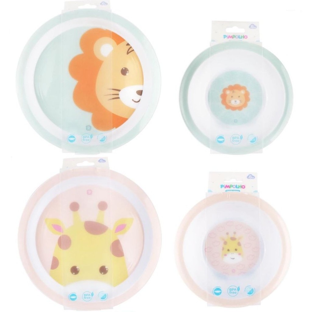 Kit Prato Raso e Tigela Infantil Individual Pimpolho Lançamento
