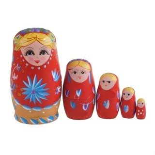 Conjunto Com 5 Bonecas Russas Matrioskas Em Madeira em Oferta na Shopee