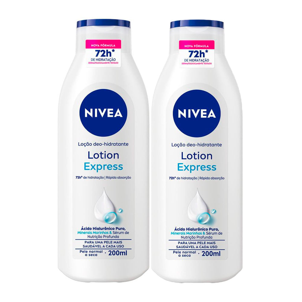 Kit 2 Loção Nivea Lotion Express Hidratação profunda para Pele Normal a Seca 200ml - Beauty