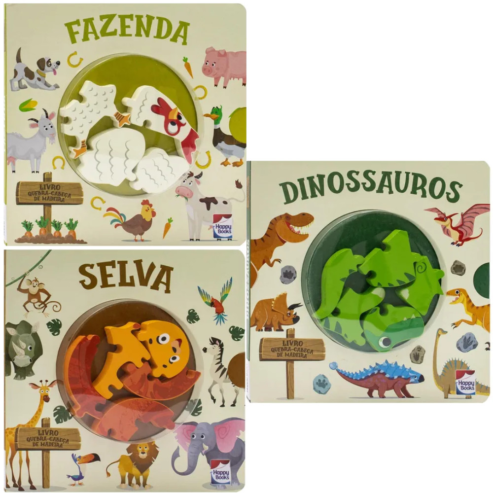 HW LIVRO INFANTIL QUEBRA-CABECA DE MADEIRA - HAPPY BOOKS