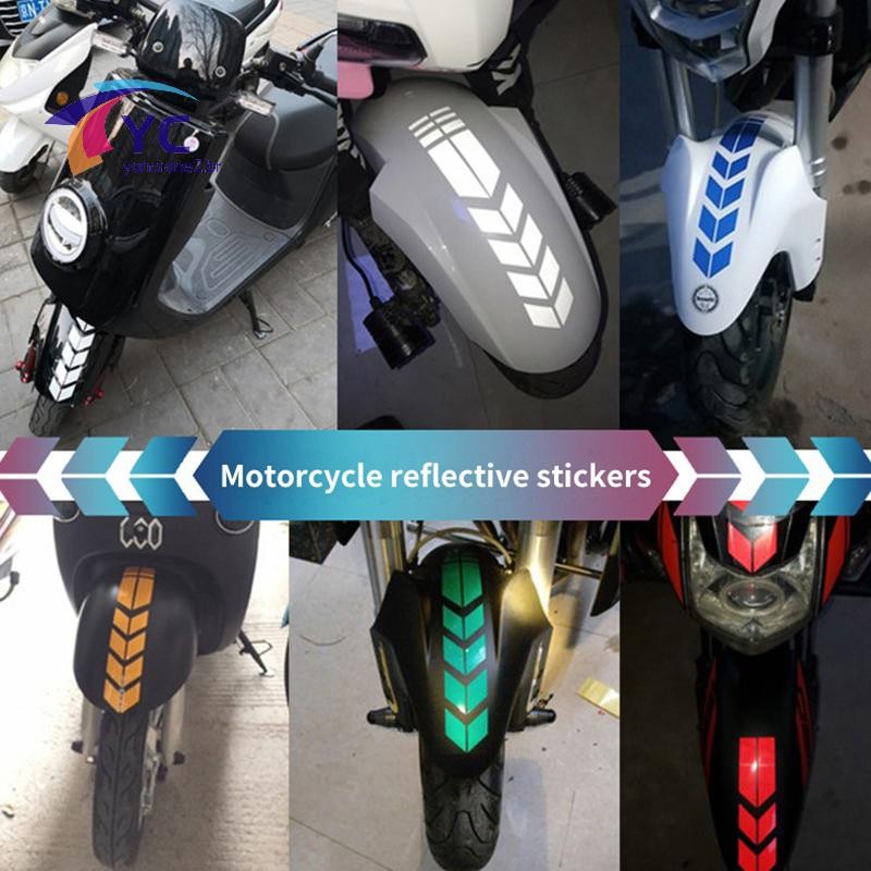 YCBR Universal Motocicleta Adesivos Reflexivos Carro Moto Scooter Seta Listras Decalques À Prova Dwaterproof Água Aviso 