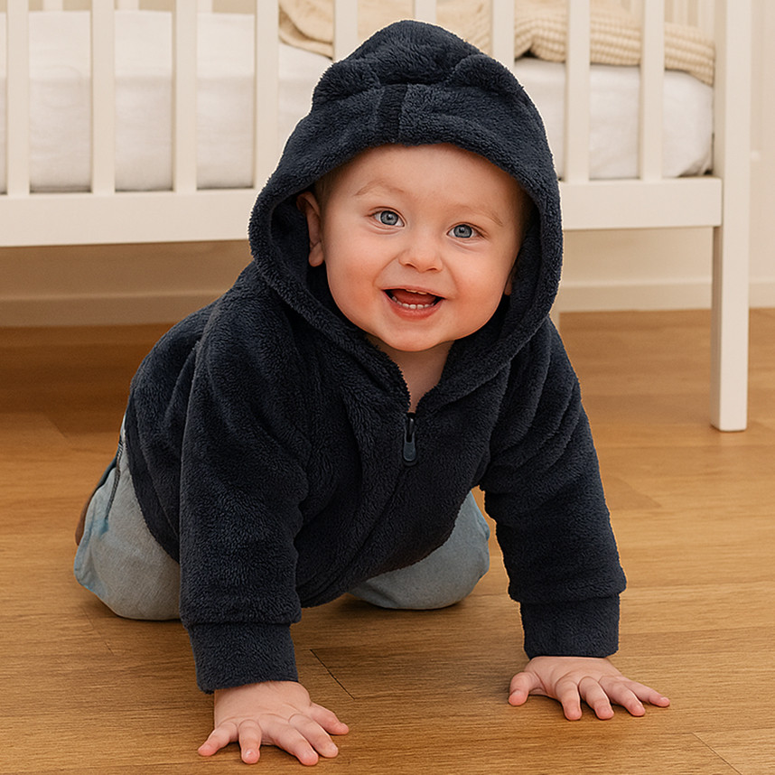Jaqueta Bebê Din Don Em Pelo Fleece Com Capuz E Zíper - Baby & Kids Fashion