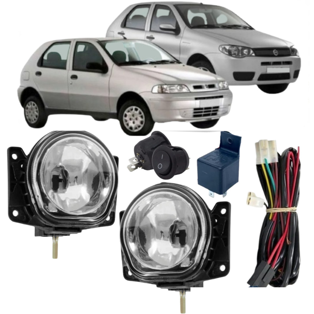 KIT FAROL AUXILIAR MILHA FIAT PALIO G2 G3 2001 A 2015 VIDRO