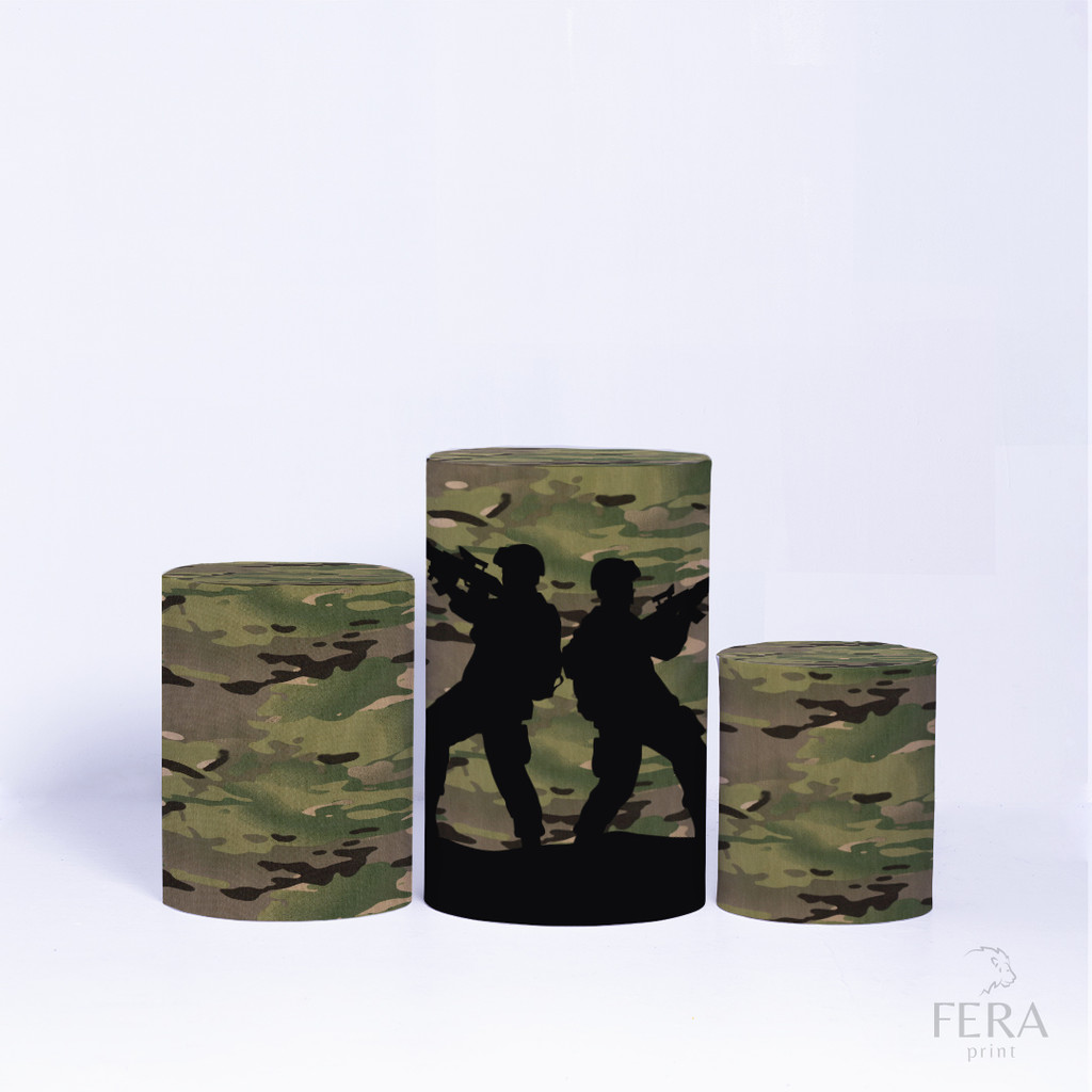 Trio Capa Cilindro 3d Festa Air Soft Sublimado Veste Fácil C/elástico