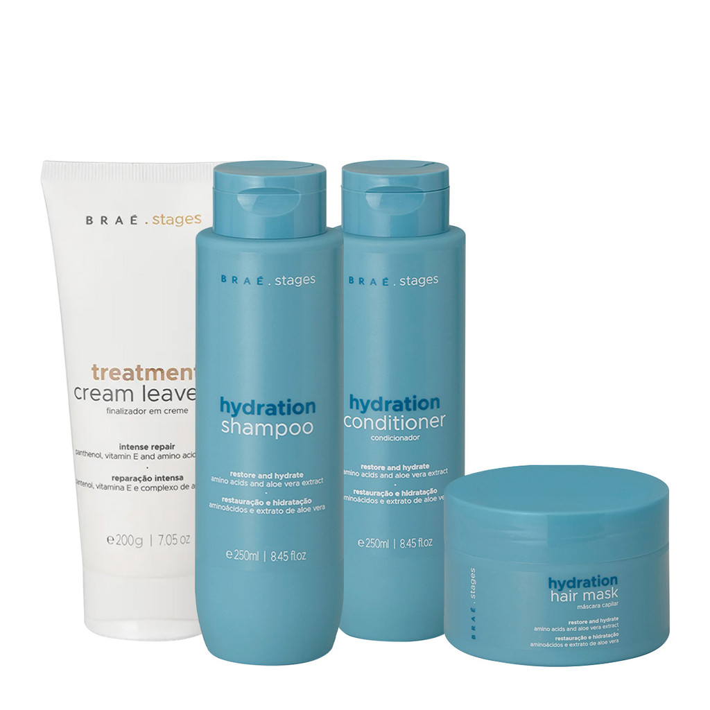 Kit Braé Stages Hydration Home Care Leave-in (4 produtos) em Oferta na Shopee
