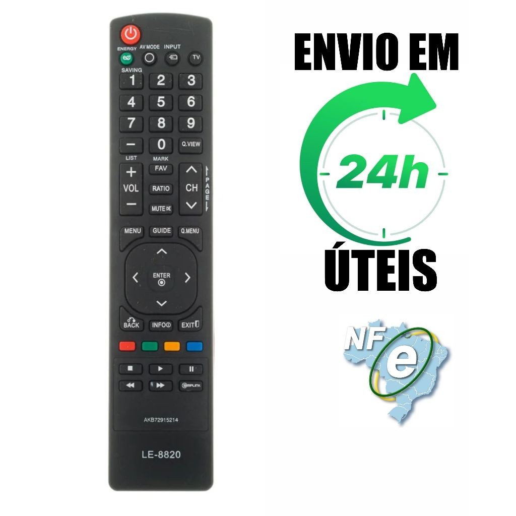 Controle Remoto Compatível LG Lcd Led Le8820 Akb72915214 em Oferta na Shopee