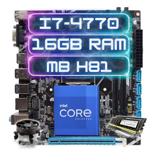 Kit Upgrade Gamer Intel Core I7-4770 Placa Mãe H81 Ddr3 16gb Cooler