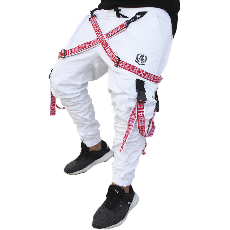 Calça Jogger Masculina BRANCA Trend com suspensorios VERMELHA PLUS SIZE