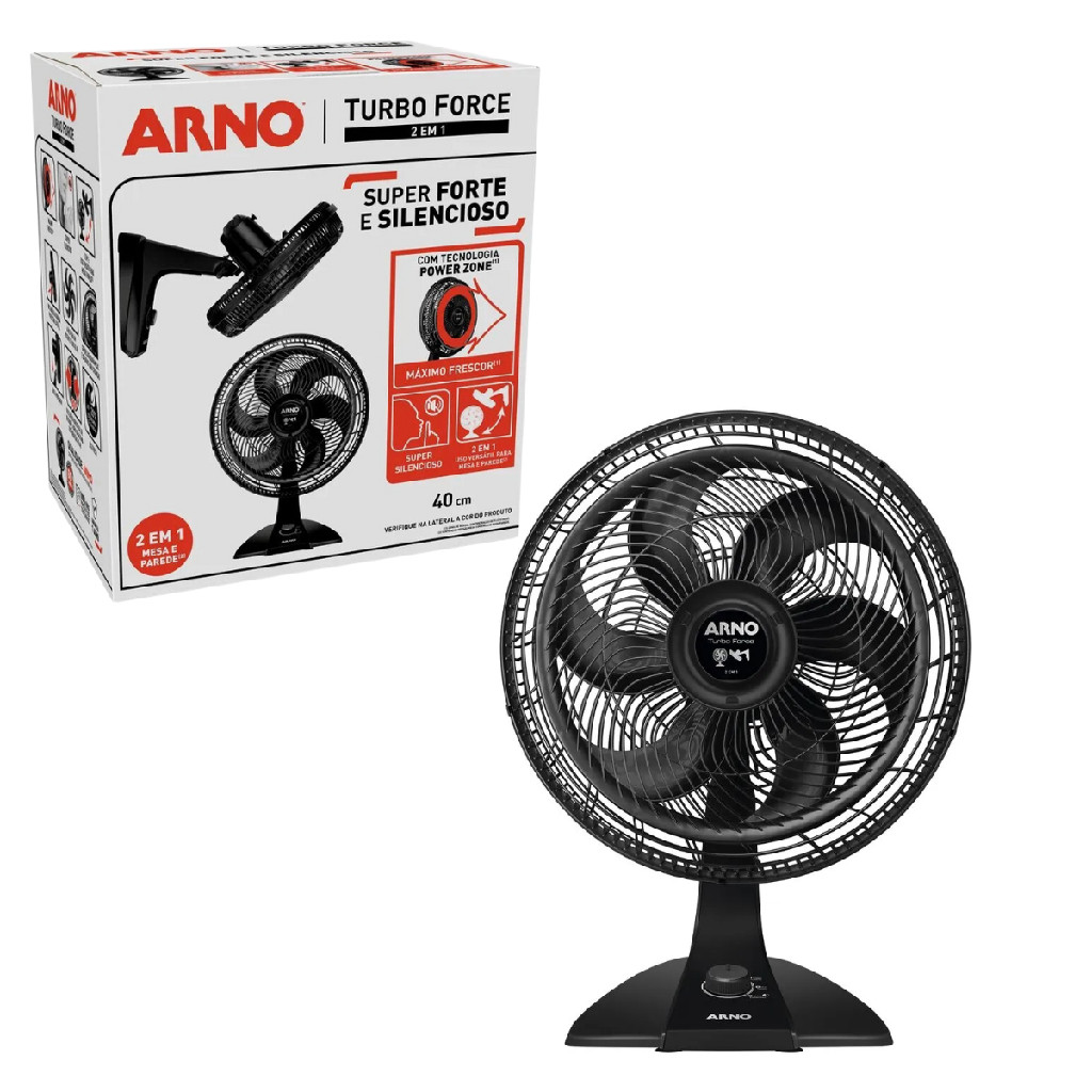 Ventilador 2 em 1 Turbo Force Preto 220v Arno em Oferta na Shopee