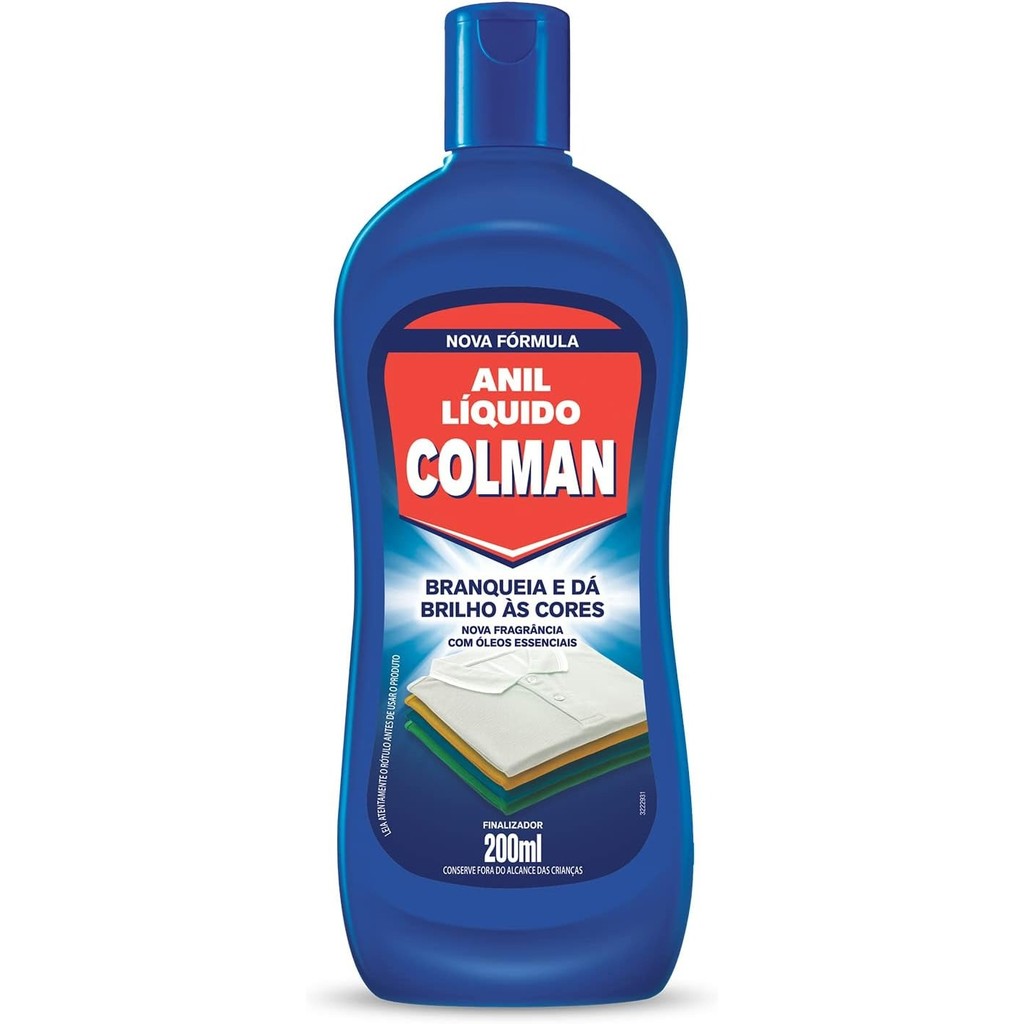 Anil Líquido Colman Branqueador De Roupas 200ml em Oferta na Shopee