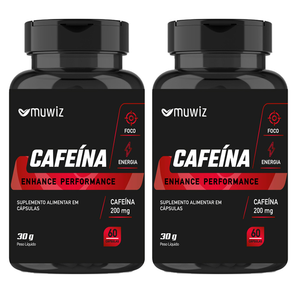 CAFEINA EM CAPSULA DE CAFEÍNA 200MG PURA PERFORMANCE 60 CAPS MUWIZ KIT 2