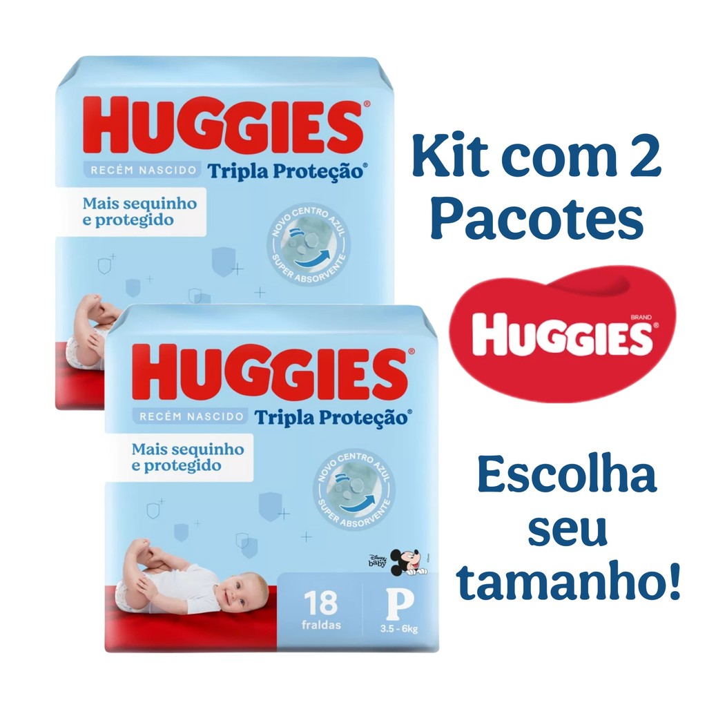 Kit 2 Pacotes de Fralda Huggies Tripla Proteção P, M, G, XG