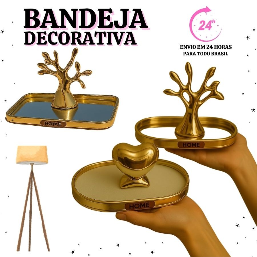 Bandeja Espelhada Banheiro Lavabo Bandeja Decorativa Multiuso Decoração Casa