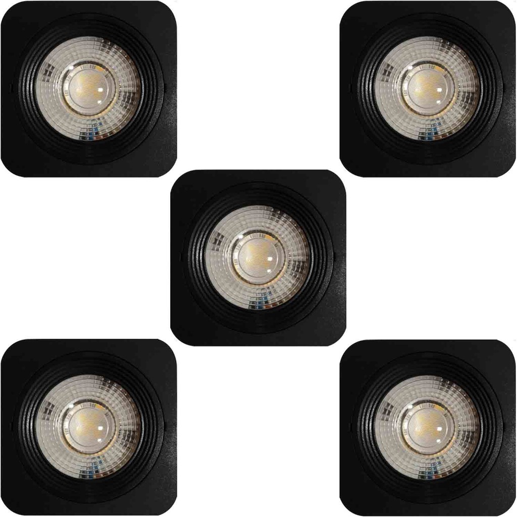 KIT 5 SPOT LED QUADRADO FIXO SOBREPOR 5W BRANCO NEUTRO 4000k PRETO BIV EMBULED em Oferta na Shopee