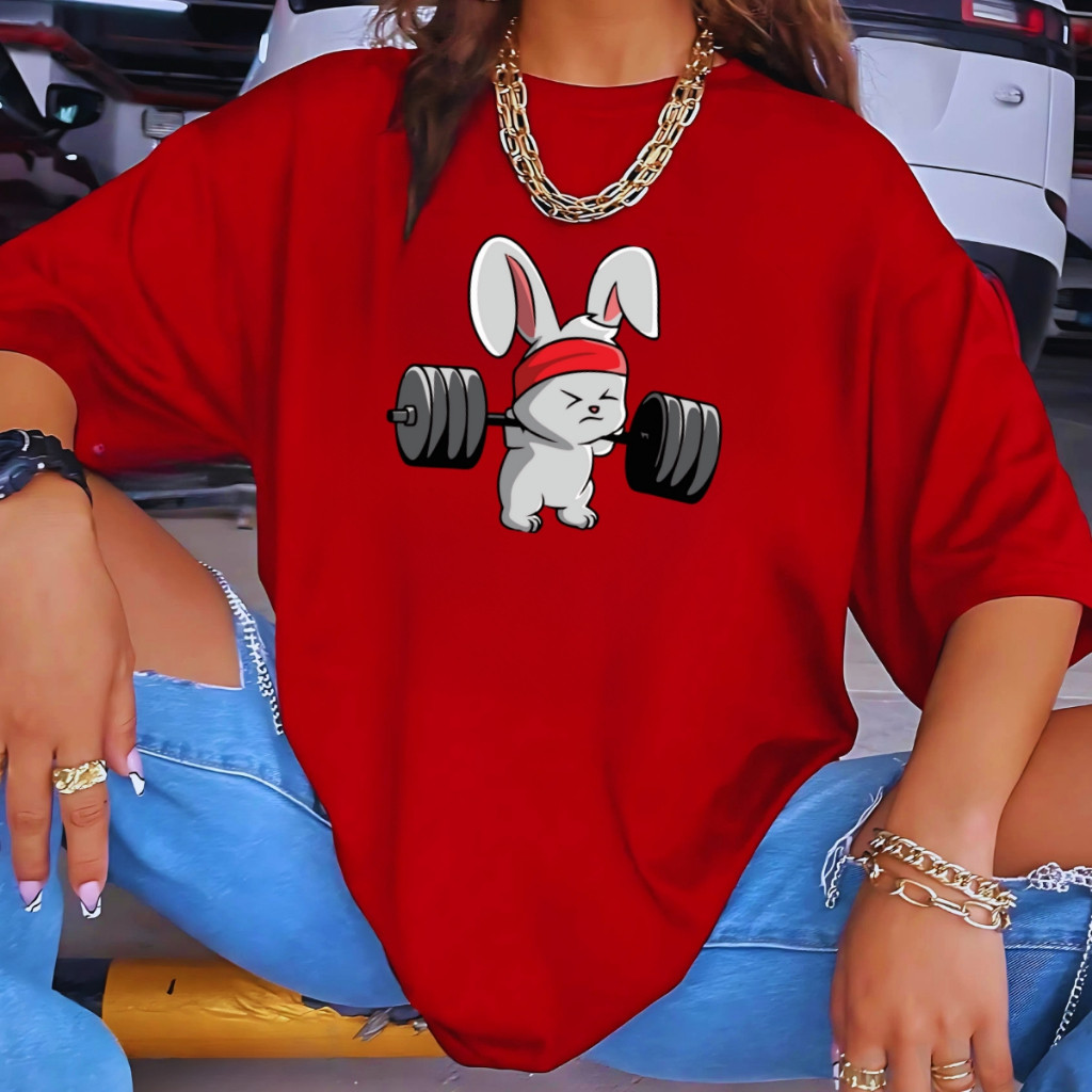 Blusa Feminina "Coelho Fit Agachamento" Tshirt 100% Algodão Blusinha Básica Academia