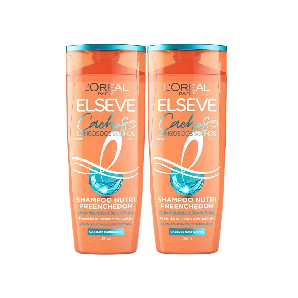 Kit 2 Shampoo Nutri Preenchedor L'Oréal Paris Elseve Cachos Longos dos Sonhos 400ml - Beauty